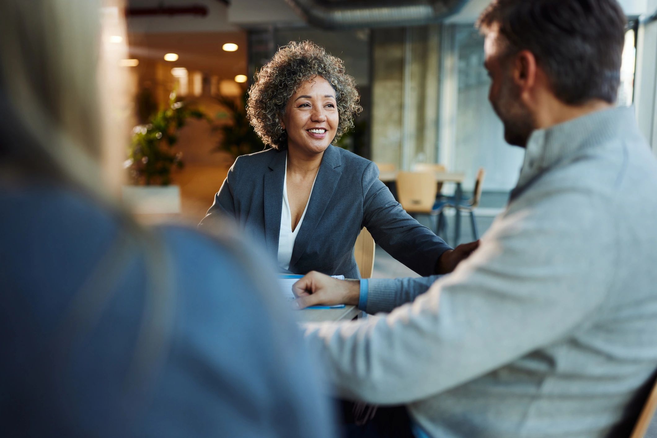 Consulting discussion in an office meeting