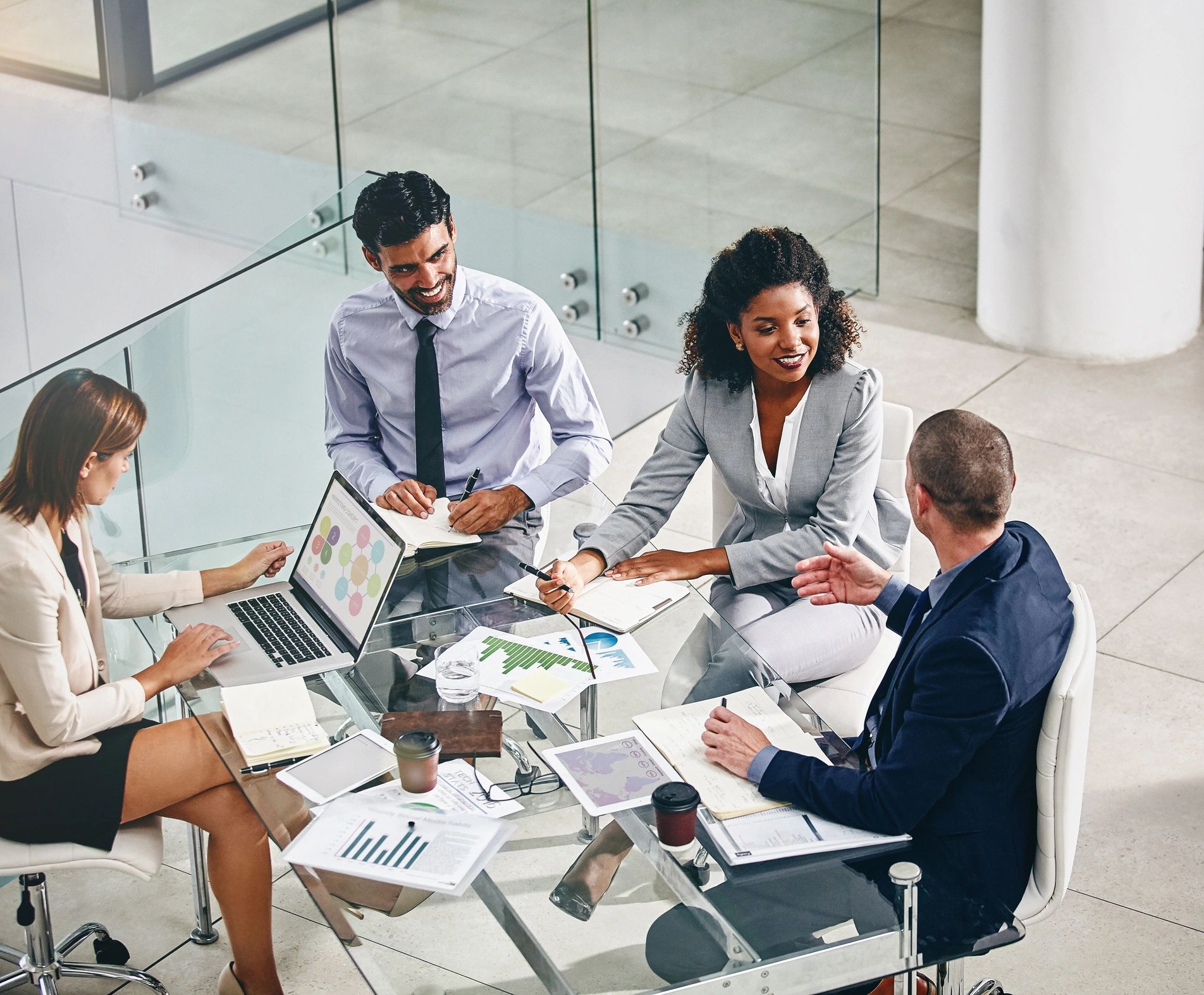 Consulting team meeting to align strategy and execution